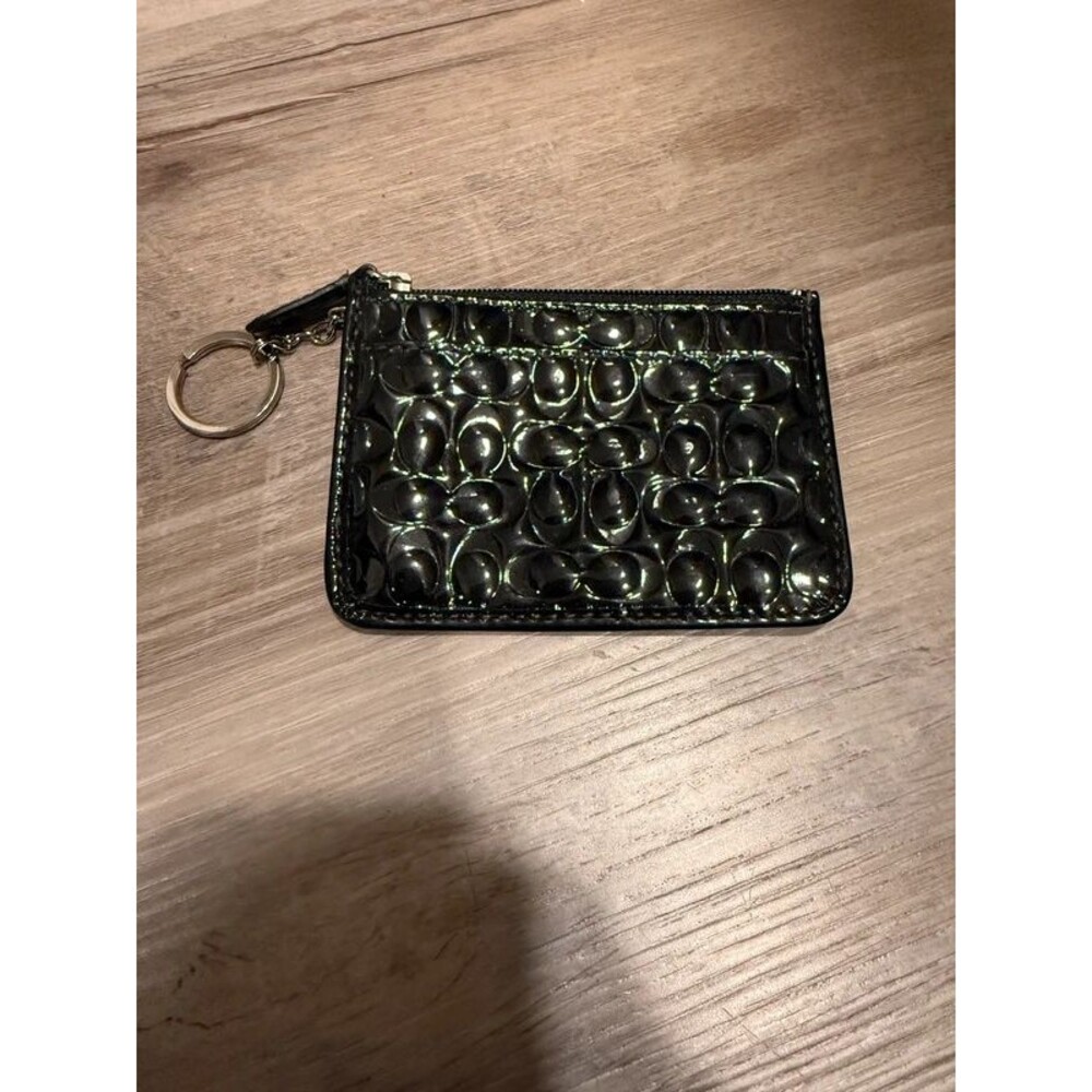 Coach Patent Black Wallet Keychain